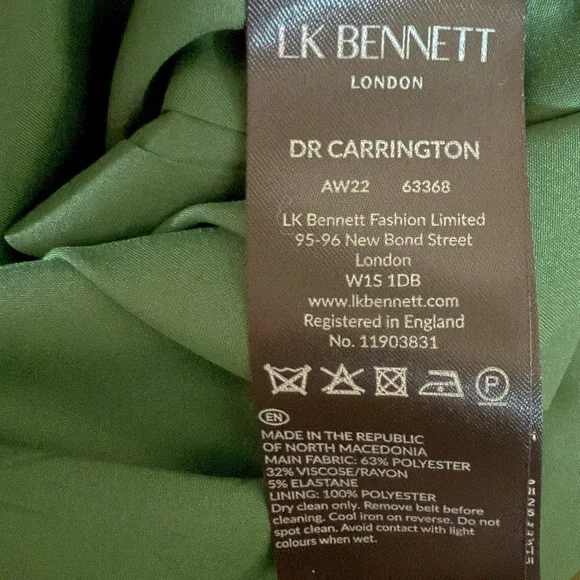 L.K. Bennett Carrington Green Recycled Polyester Blend Square Neck Dress - Picture 14 of 16